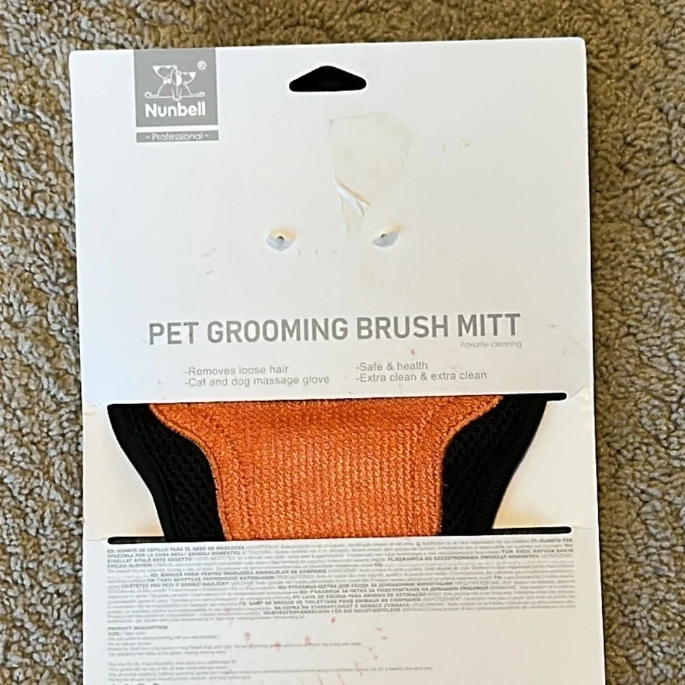 nunbell Pet Grooming Brush Mitt Gloves - Red - BRAND NEW